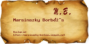 Marsinszky Borbás névjegykártya